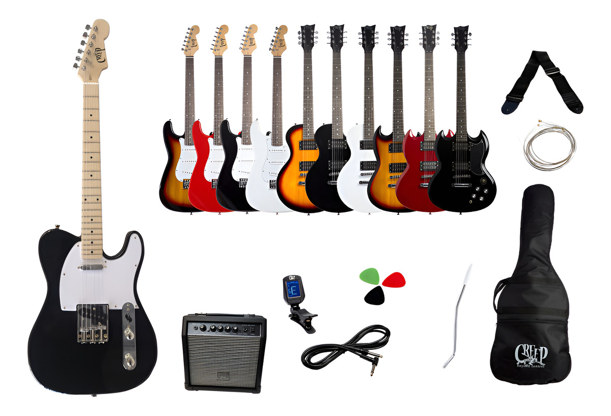 D_605393-MLC92647887671_092025-F.jpg Pack Guitarra Telecaster Y Amplificador Creep 15w Completo - Imagen 1