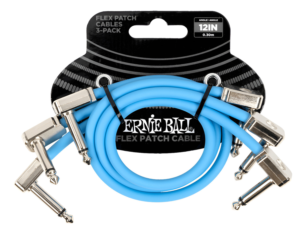 D_624965-MLC90585707079_082025-F.jpg Ernie Ball Pack X3 Cable Interpedal 30 Cm Plug Plano Azul - Imagen 1