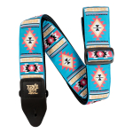 Correa Guitarra Ernie Ball Cuero Extra Largas Ajustables Color Azul Acero Sedona Blue Jacquard Geom?trico