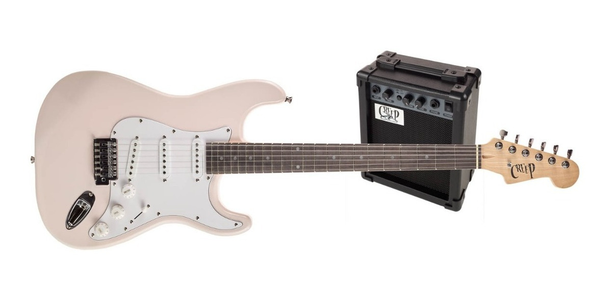 D_647031-MLC46554152635_062021-F.jpg Pack Guitarra Stratocaster Y Amplificador Creep Completo Pnk - Imagen 1