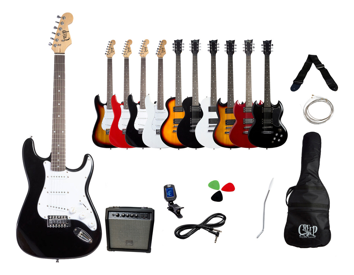 D_697389-MLC80192020743_102024-F.jpg Pack Guitarra Stratocaster Y Amplificador 15w Creep Compl Bk - Imagen 1