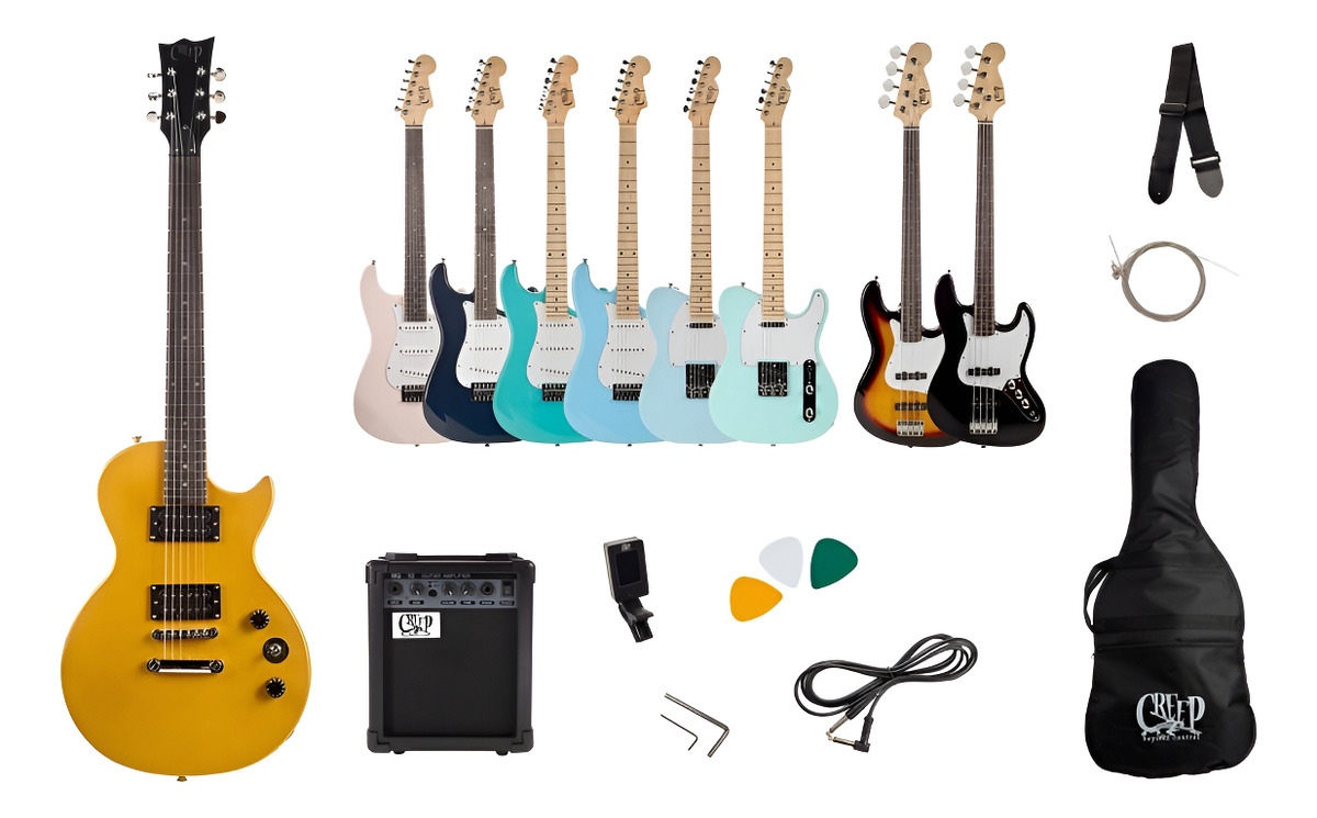 D_730379-MLC92317198971_092025-F.jpg Pack Guitarra Les Paul Y Amplificador Creep Completo Gld - Imagen 1