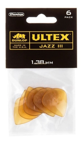 D_731208-MLU70518628674_072023-F.jpg Kit De 6 Paletas Dunlop Ultex Jazz, 1,38 Mm, 427 Peniques, Fabricadas En Ee. Uu., Color Ámbar Ambar: Palhetas Para Instrumentos De Cuerda - Imagen 1