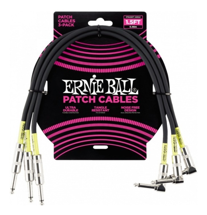 D_798351-MLC44574068073_012021-F.jpg Ernie Ball Pack 3 Cable Instrumento P06076 45 Cm Patch Negro - Imagen 1