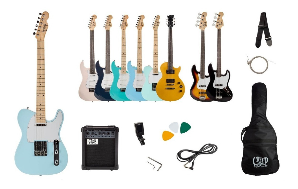 D_855460-MLC46554346923_062021-F.jpg Pack Guitarra Telecaster Y Amplificador Creep Completo Dbl - Imagen 1